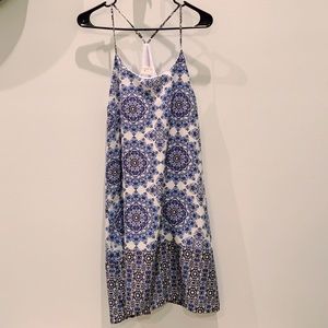 Evelyn Blue and White Spaghetti Strap Dress